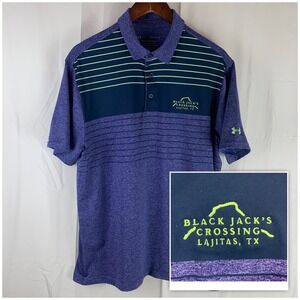 Under Armour Polo Shirt Men Large Purple Striped Black Jacks Crossing Golf Shirt